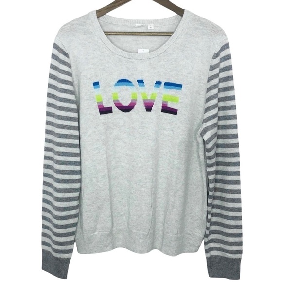 𝅺Gap Rainbow Love Wool Blend Sweater Gray NWT - Picture 2 of 9
